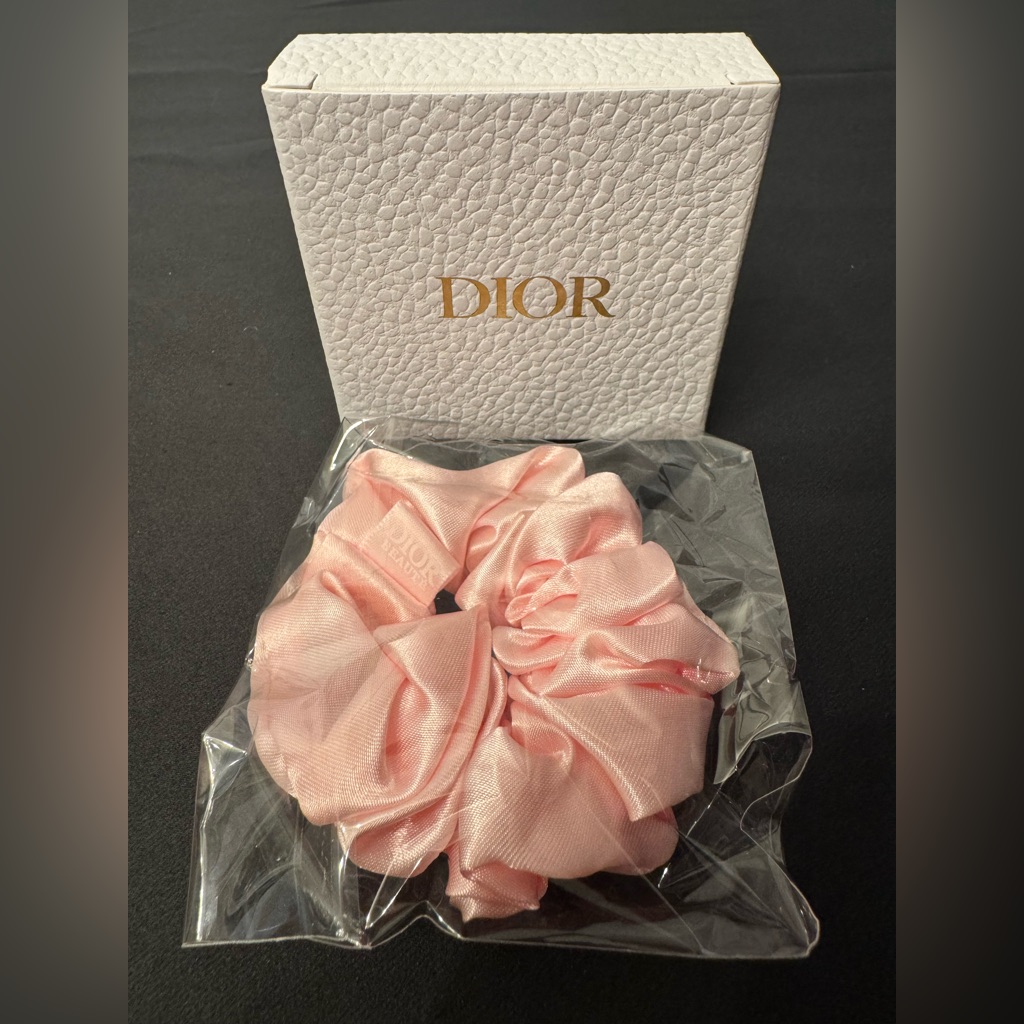 Dior Satin Scrunchie Hair Tie In Pink - Gwp - New In Packaging